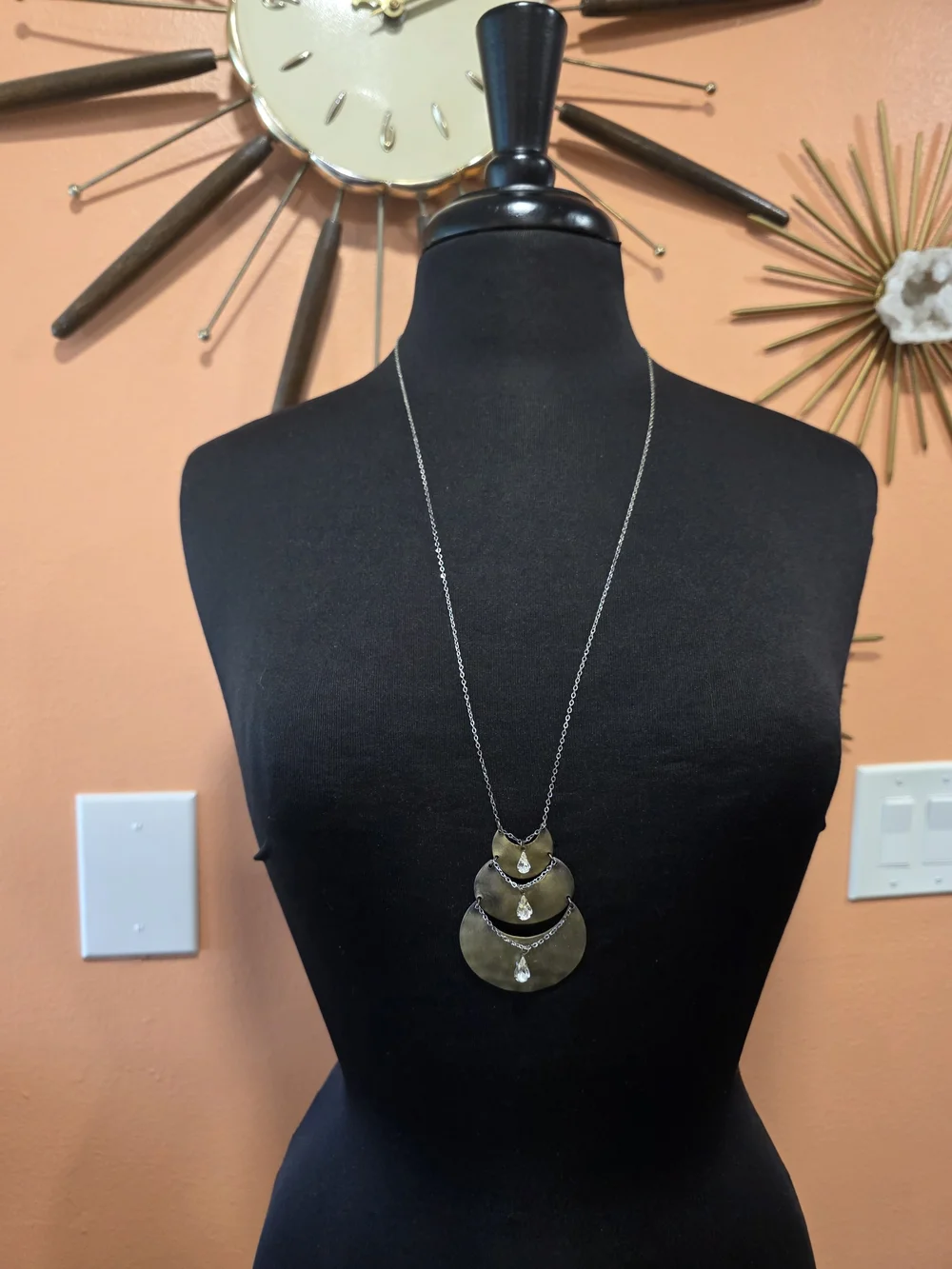 Anthropologie X Jill Schwartz Gold  Layered Crescent Pendant Necklace